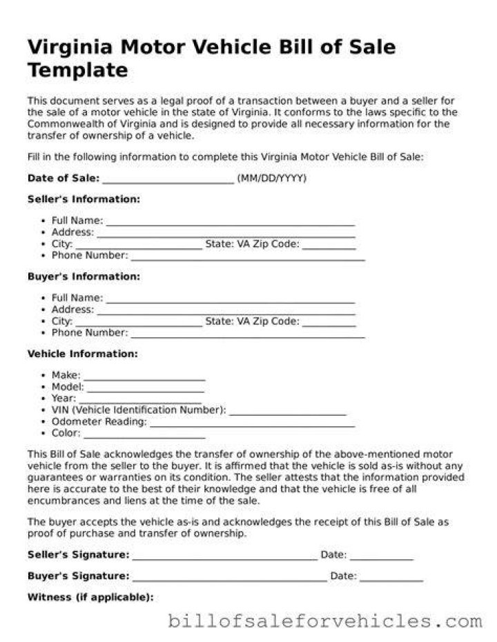 Car bill of sale virginia