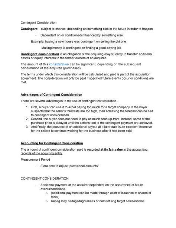 Contingent consideration - How To Discuss