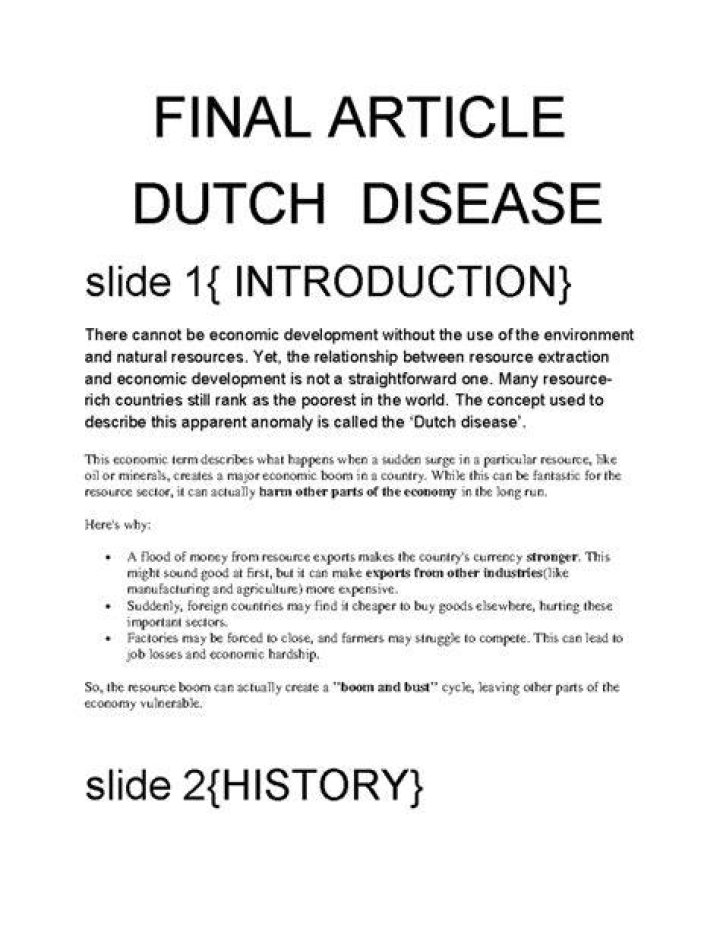 Dutch Disease - How To Discuss