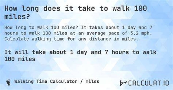 How Long Does It Take To Walk 100 Miles