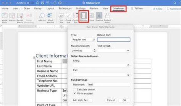 How to make a fillable form in word