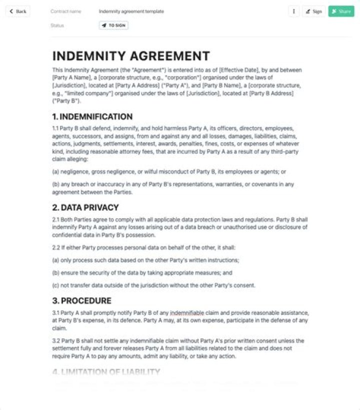 Indemnity Agreement - How To Discuss