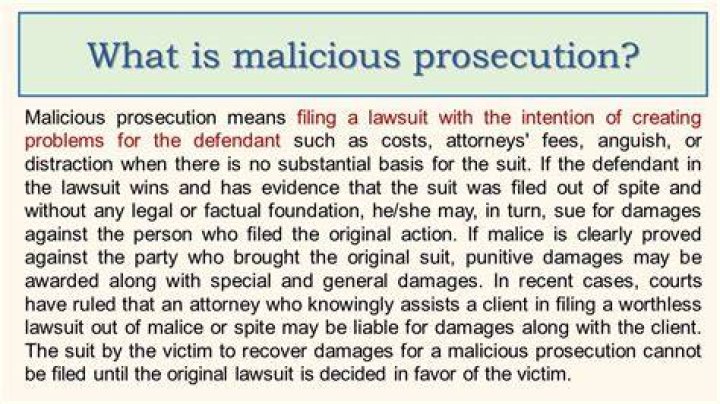 Malicious prosecution - How To Discuss
