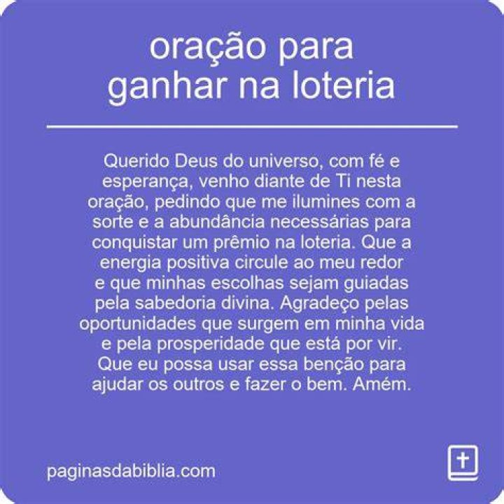 OraÃ§Ã£o Para Ganhar Na Loteria