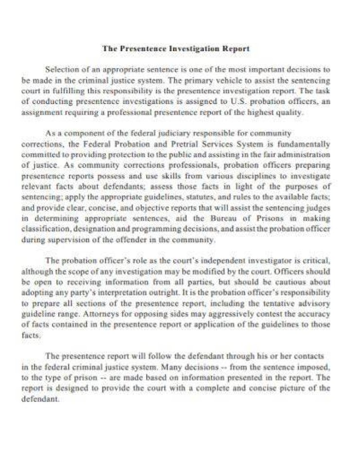 Pre-Sentence Report - How To Discuss