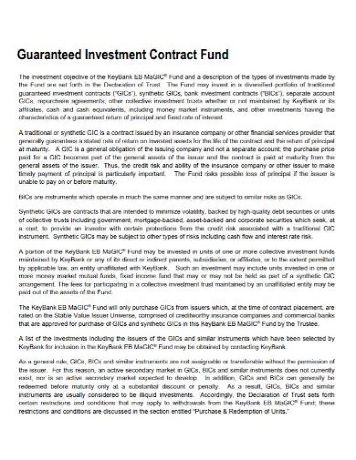 SYNTHETIC GUARANTEED INVESTMENT CONTRACT - How To Discuss