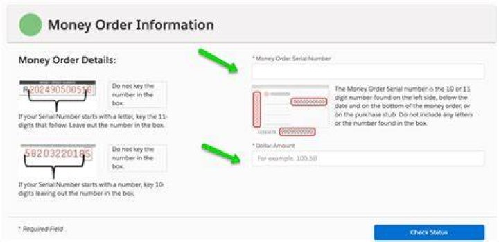 Track money order by serial number