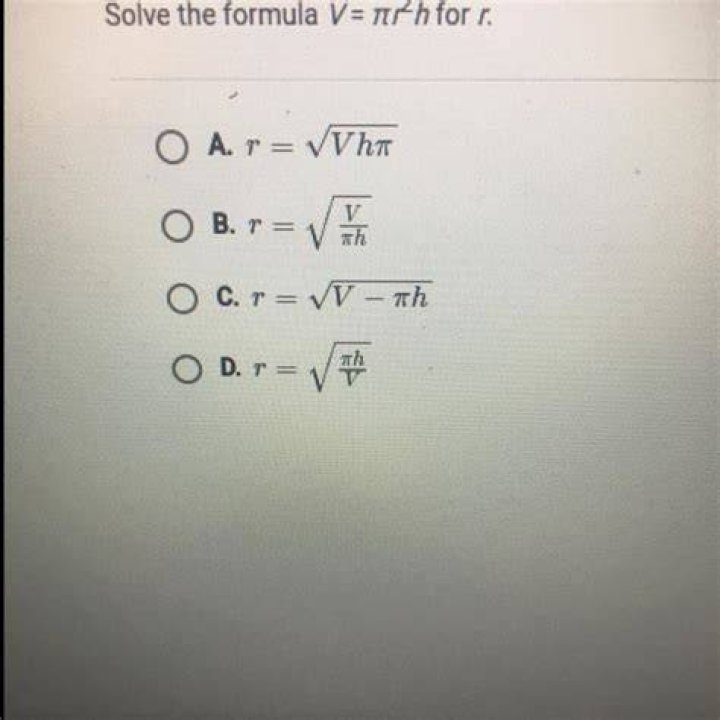 V Pie R 2h Solve For H