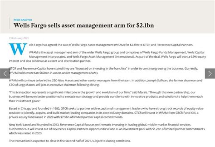 Wells fargo asset management sale