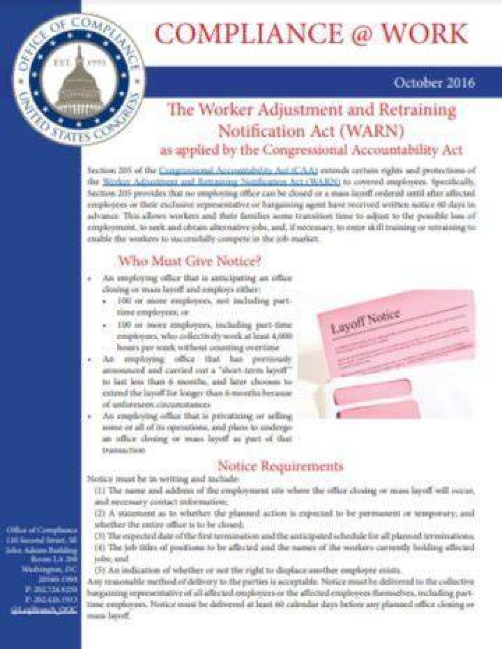 Worker Adjustment And Retraining Notification (WARN) Act