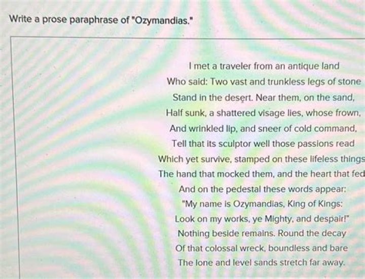 Write A Prose Paraphrase Of Ozymandias